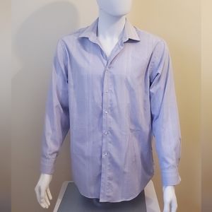 Calvin Klein Men Dress Shirt Long Sleeves Purple Plaid Button Down